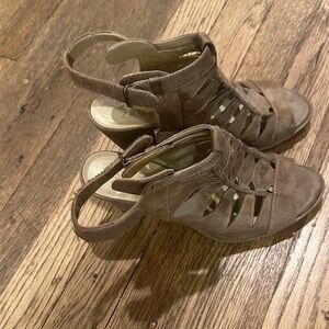 Naturalizer Brown Suede Cutout Heels